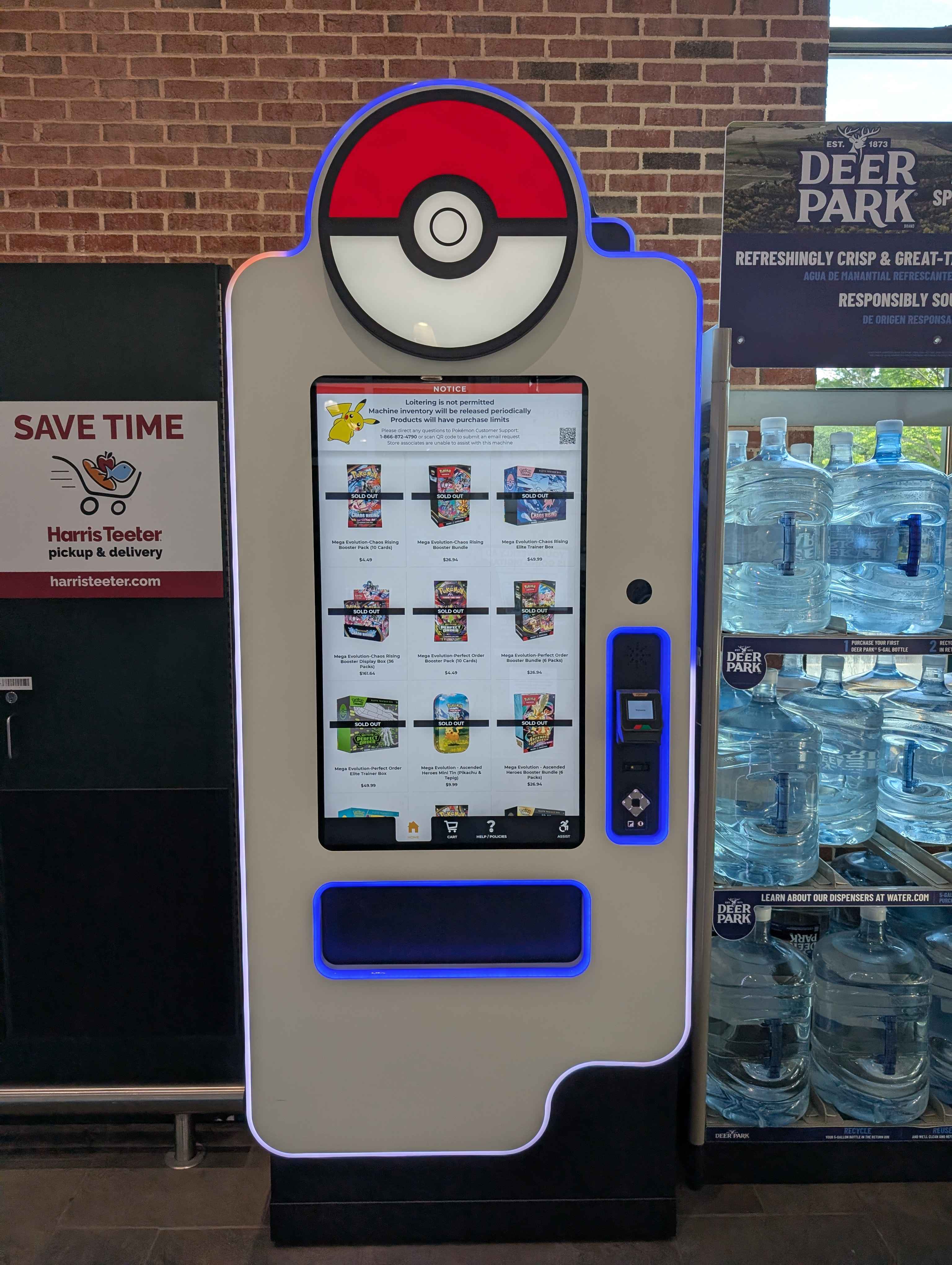 Pokémon trading card vending machine at Harris Teeter